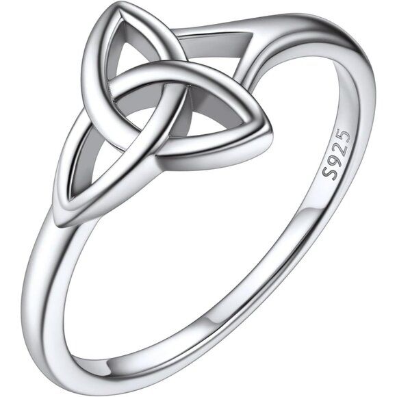 🆕 Women Silver Triquetra Celtic Knot Promise Ring Sterling Passed Strict Skin - Picture 1 of 7